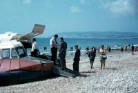 The SRN6 with Hovertravel - Checking tickets at Southsea (credit: Pat Lawrence).